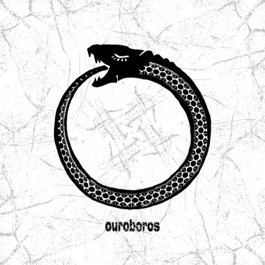 Ouroboros logosu, kendi kuyruğunu yiyen yılan, ezoterik sembol, vektör işareti