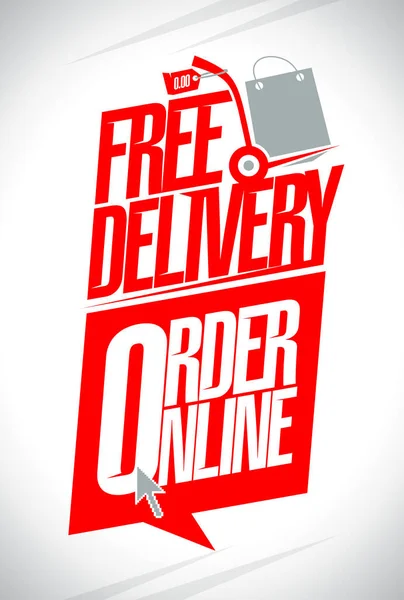Free Delivery Orders Online Web Banner Vector Template — Stock Vector