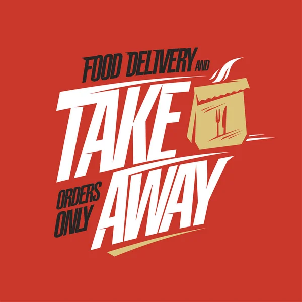 Food Delivery Take Away Vector Banner Mockup — Stock Vector