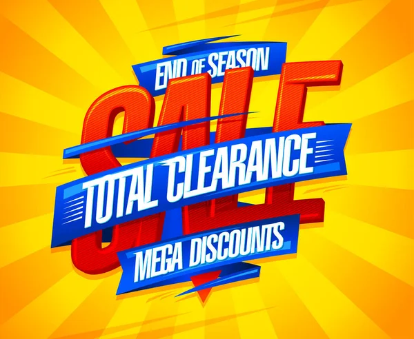 Venta Final Temporada Liquidación Total Mega Descuentos Vector Web Banner — Vector de stock