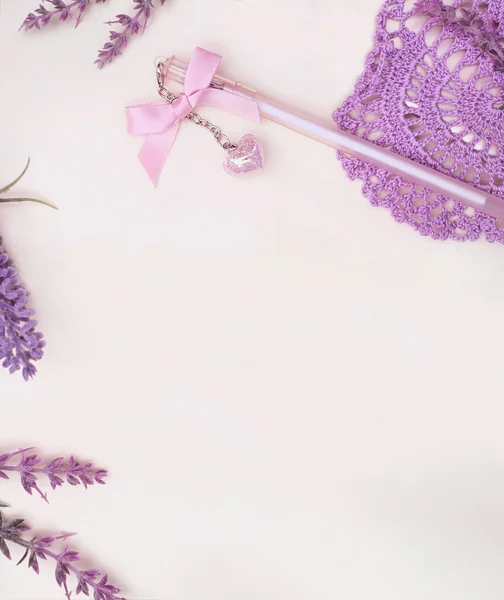 Espaço Vazio Simular Com Flores Lavanda — Fotografia de Stock