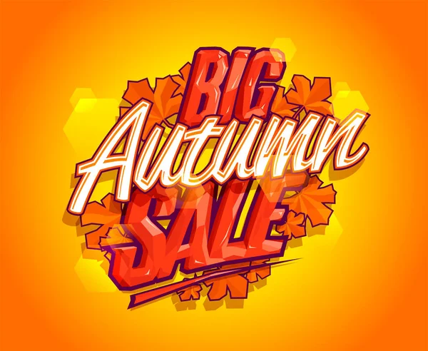 Venta Otoño Grande Publicidad Vector Banner Letras Plantilla Póster — Vector de stock