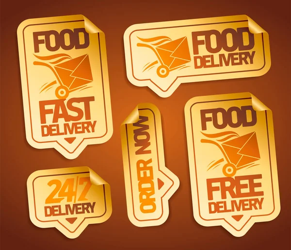 Food Delivery Order Now Food Free Delivery Fast Delivery Vector — Stock Vector