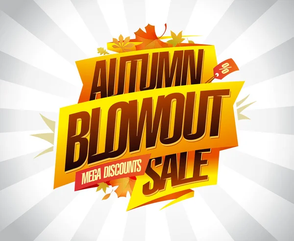 Autumn Blowout Sprzedaż Mega Rabaty Wektor Szablon Baner Internetowy — Wektor stockowy