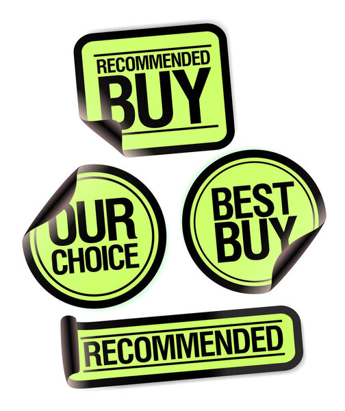 Recommended buy, our choice, best buy - vector stickers set