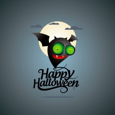 Mutlu Cadılar Bayramı kartı Gökyüzünde uçan bir yarasa.