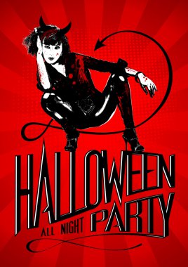 Cadılar Bayramı partisi ile Şeytan kadın.