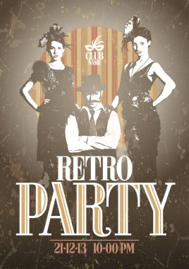 Retro parti tasarım kız ve erkek.
