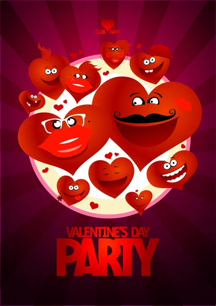 Valentinstag Party Design fliegende Herzen. — Stockvektor