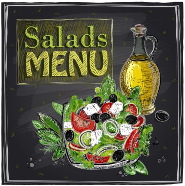 Salads menu chalkboard  design. clipart