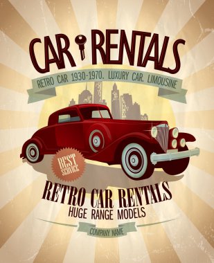 Retro car rentals design. clipart