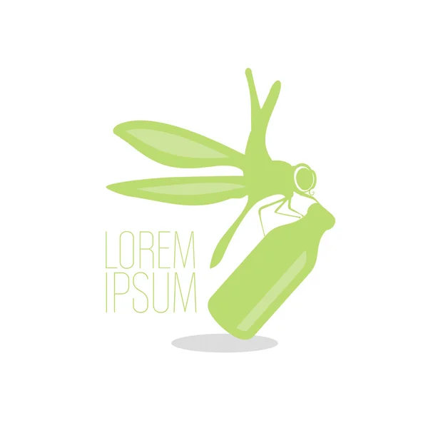 Dragonfly with flask ecology logo. — Stock Vector