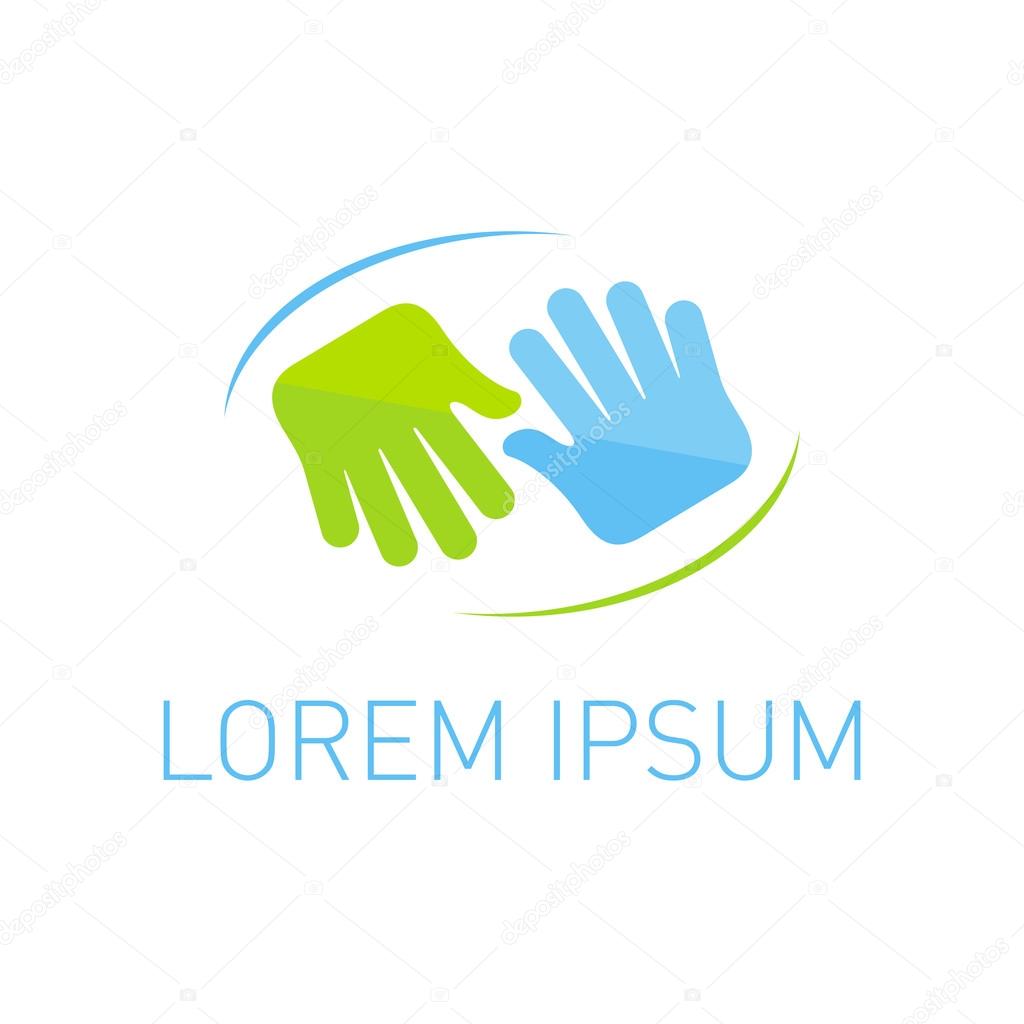Flat art hands logo template.