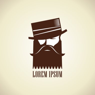 Hipster man with beard and mustache logo. clipart