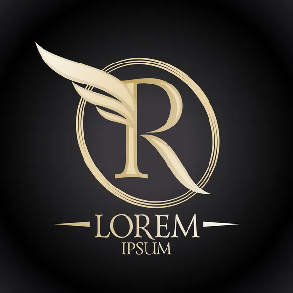 Letter R with wing. Vector Graphics