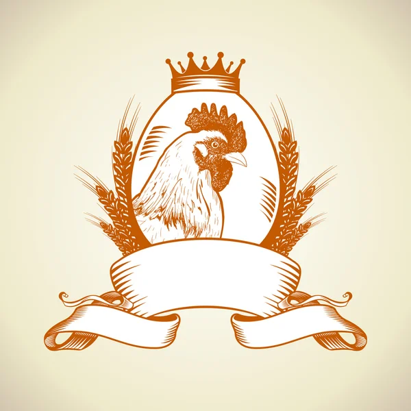 Logo aziendale con gallina, uovo e frumento . — Vettoriale Stock