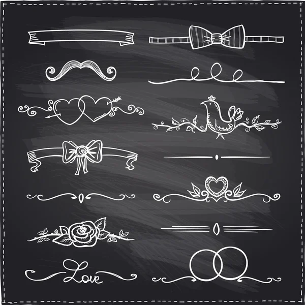 Chalkboard hand drawn graphic elements. — Stock Vector