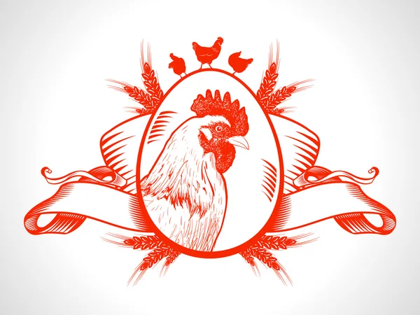 Farm fresh market symbol with hen. — Stock Vector