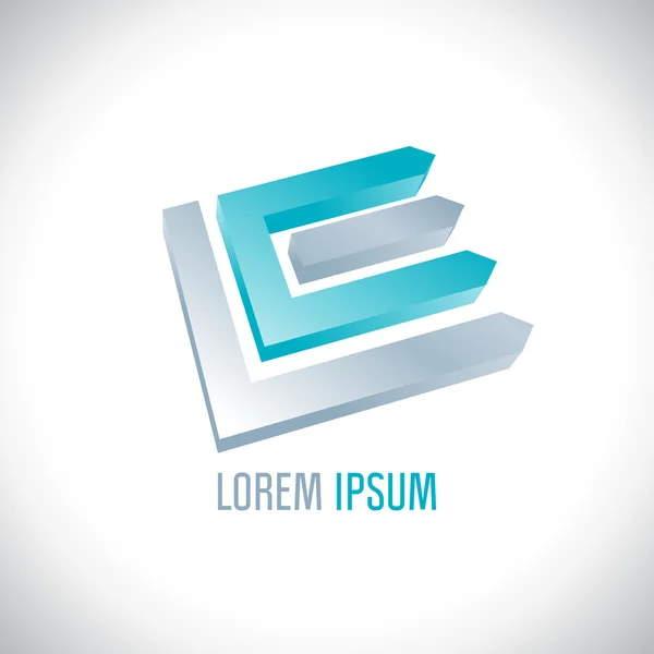 3D-Logo ähnlich den Buchstaben l und e. — Stockvektor