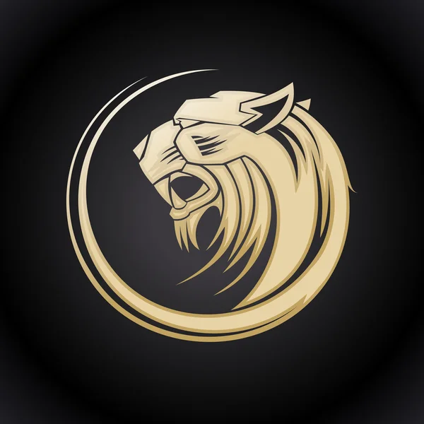 Gold tiger huvud logo. — Stock vektor