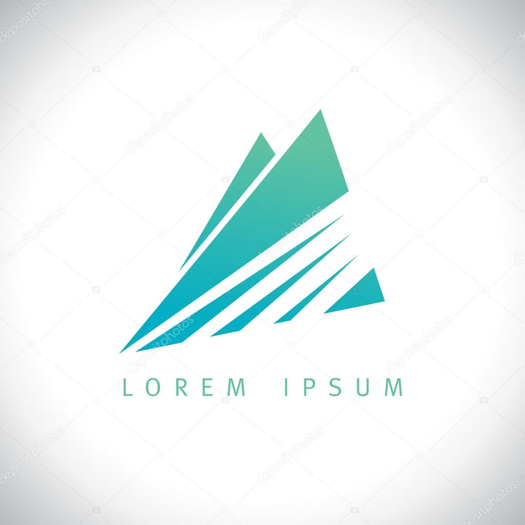 Azure mountains in sunshine logo concept.