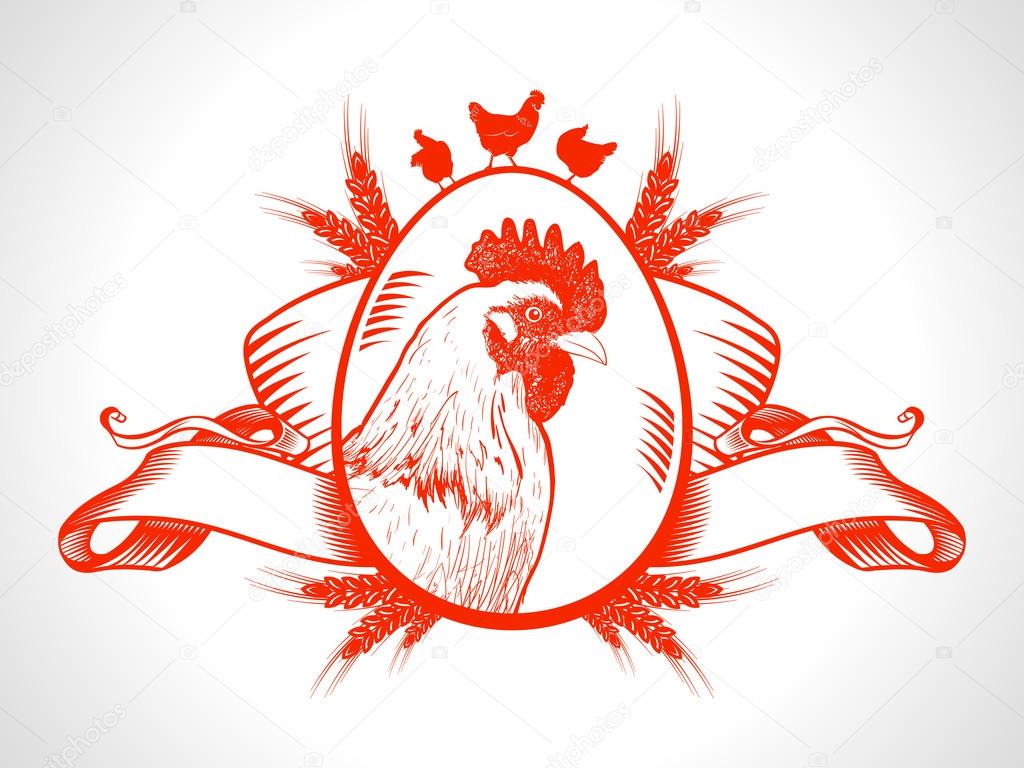 Farm fresh market symbol with hen, retro style.