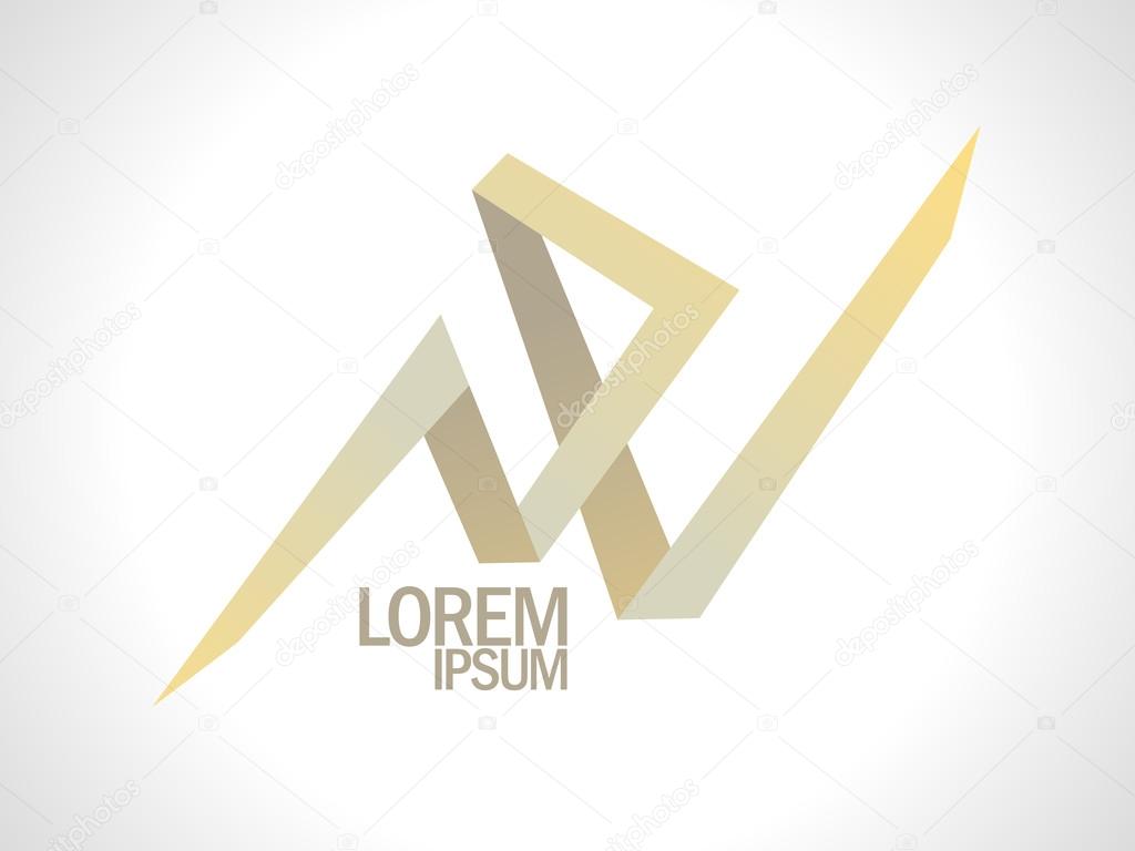 Abstract N and V gold letters logo.