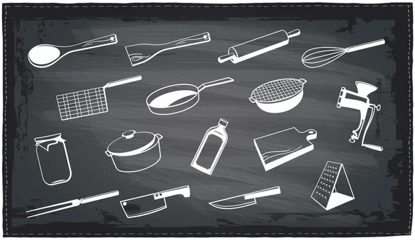 Utensilios de cocina diseño pizarra . — Vector de stock