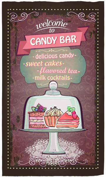 Candy bar menu ładny. — Wektor stockowy