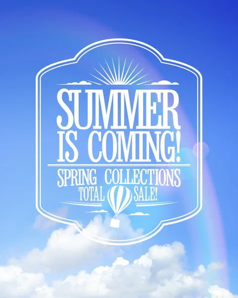 Summer is coming poster, sale spring collections. — Stock Vector