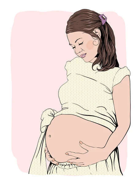 Gravid kvinna grafisk illustration. — Stock vektor