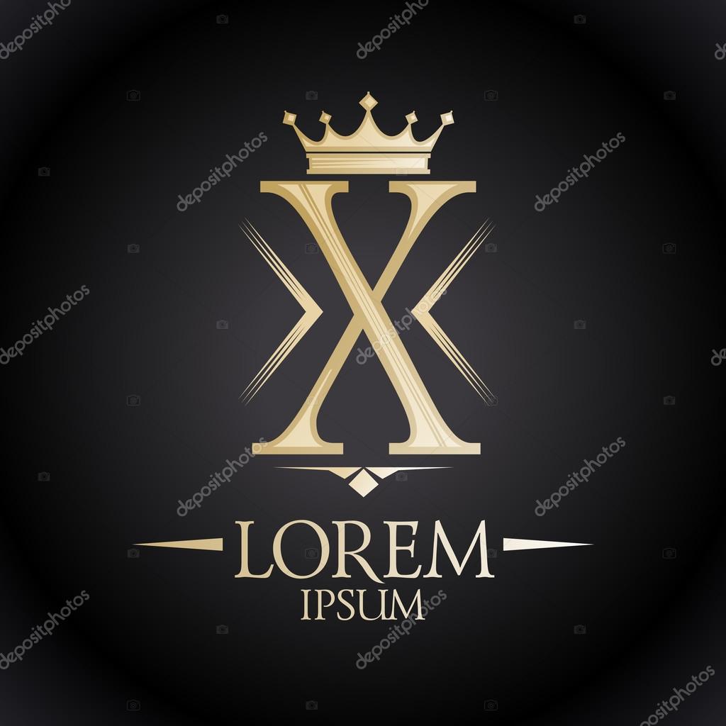 vector javascript logo Stock Gold X © with letter â royal slena logo crown Vector