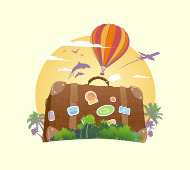 Bavul seyahat simgesiyle