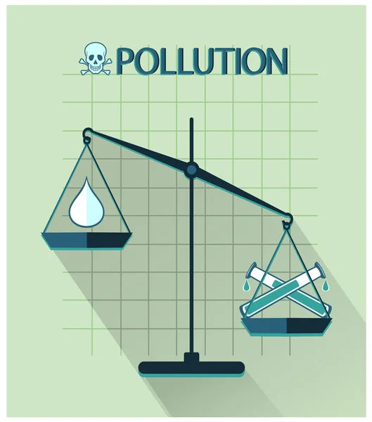 Diseño plano de contaminación, escalas clásicas de justicia — Vector de stock