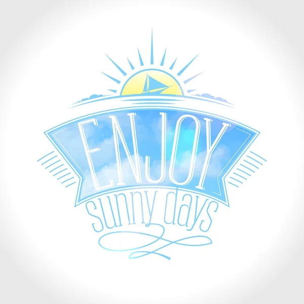 Enjoy sunny days text design with ribbon. — Stock Vector