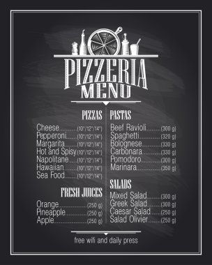Kara tahta pizza yemek listesi liste.