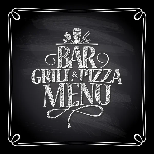 Bar grill y pizza menú pizarra . — Archivo Imágenes Vectoriales
