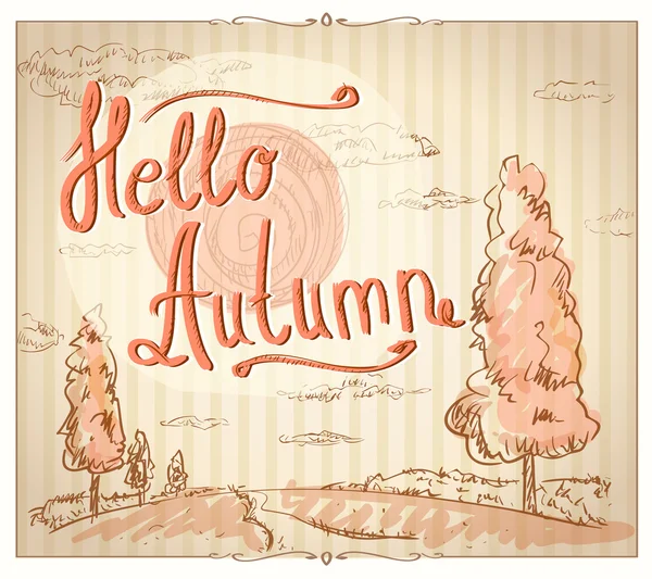 Hello autumn card. — Stock Vector