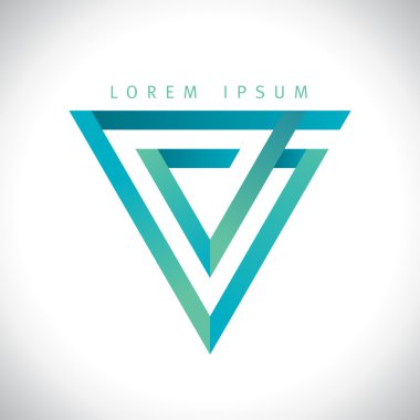 V harfi, ters üçgen logosu.