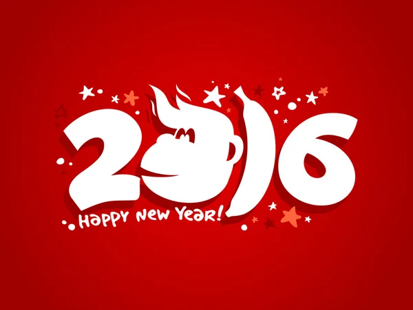 2016 nuovo disegno della carta di anno con scimmia ardente . — Vettoriale Stock
