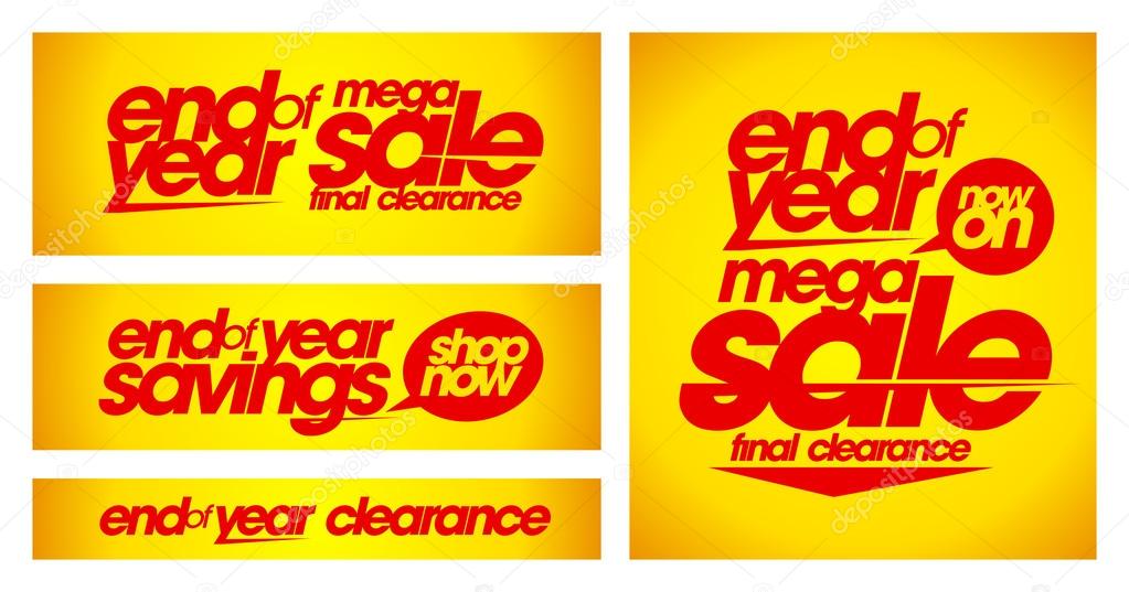 End of year sale yellow banners.
