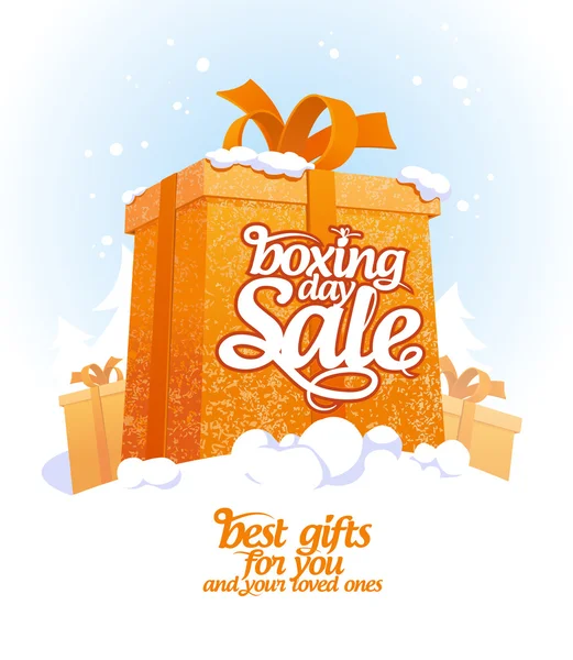 Boxing day sale design with gift box. — Stock vektor