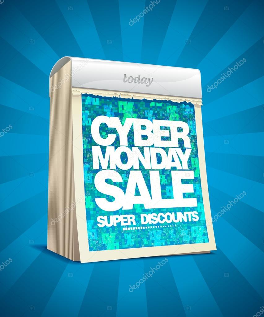 Cyber monday sale design in form of tear-off calendar.