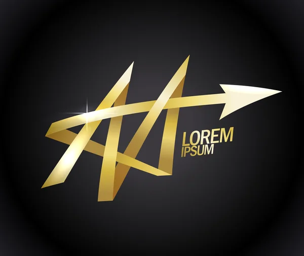 Logotipo oro letra M . — Vector de stock