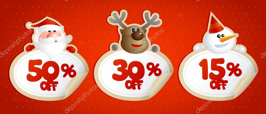 New year or christmas sale coupons, stickers.