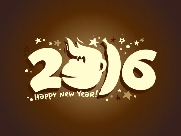 Felice anno nuovo 2016 poster con scimmia ardente e babana . — Vettoriale Stock
