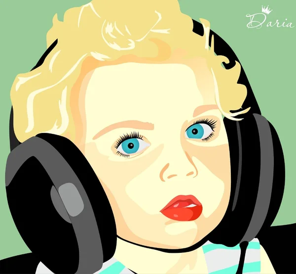 Kind im Kopfhörer — Stockvektor