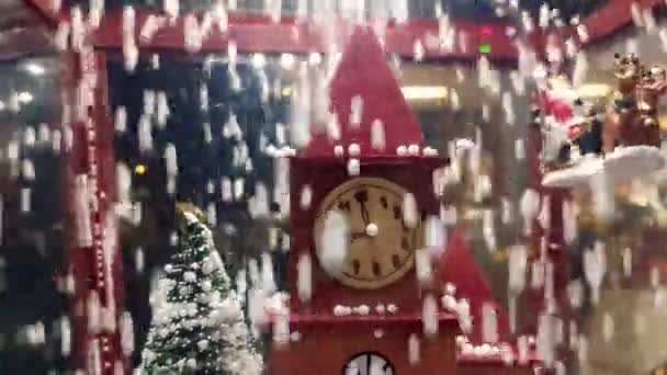 Tienda Mercado Con Navidad Juguetes Año Nuevo Decoraciones Comercio Festivo — Vídeo de stock