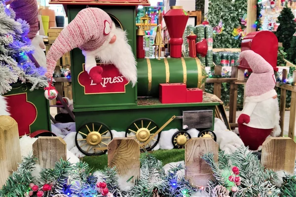 Mercado Compras Com Natal Brinquedos Decorações Ano Novo — Fotografia de Stock
