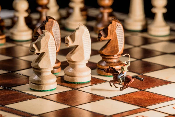 Teamwork Concept Miniature Chess — Stock Photo, Image